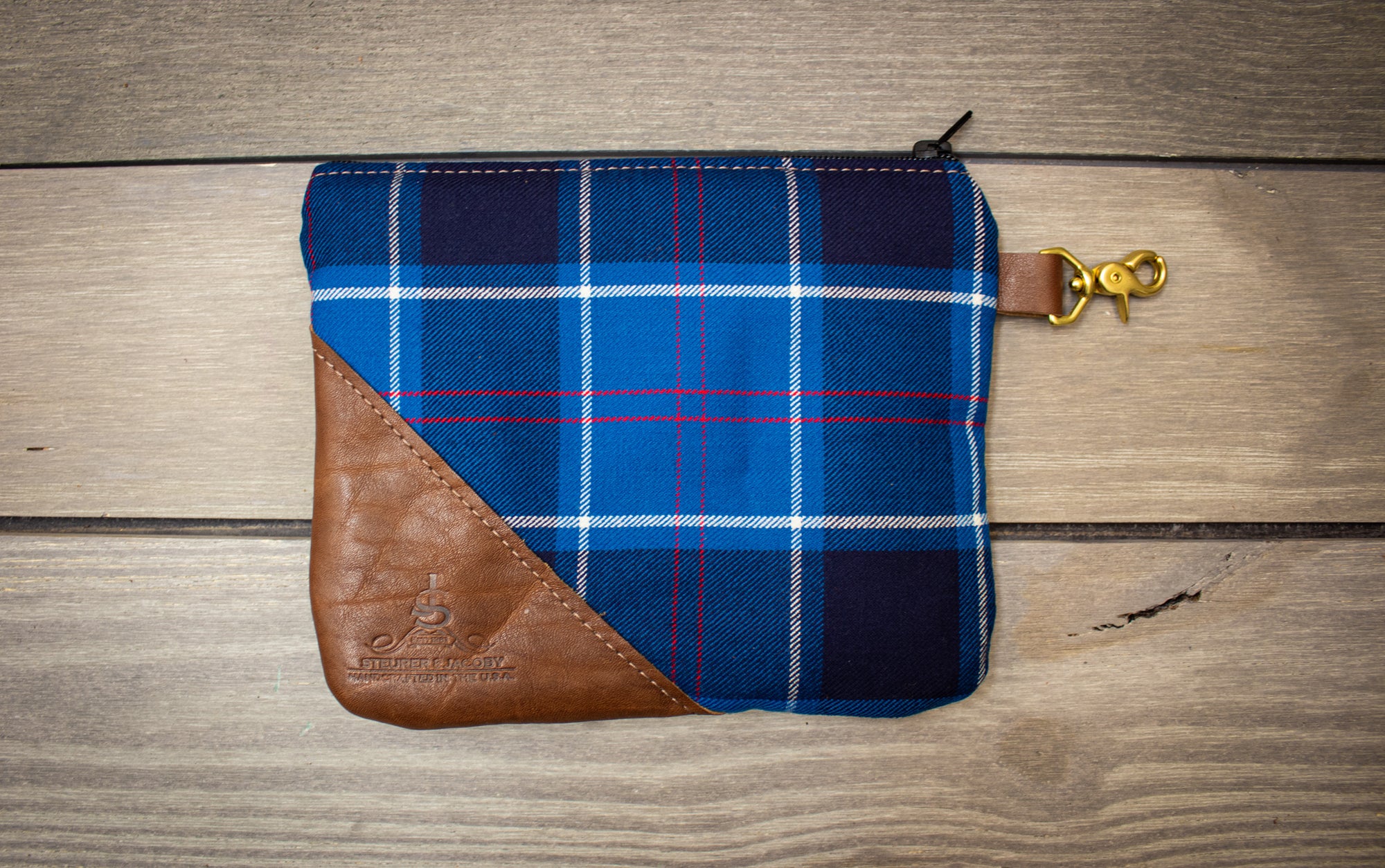 Tartan and Leather Valuables Pouch - Steurer & Jacoby