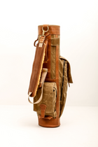 Field Tan Waxed Cotton Duck Canvas with Natural Leather Airliner Golf Bag Steurer & Jacoby