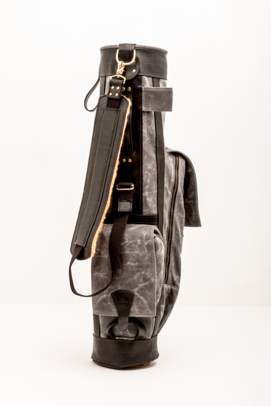Sunday Golf Bag -  8" | 2 Pockets in Charcoal with black Leather 