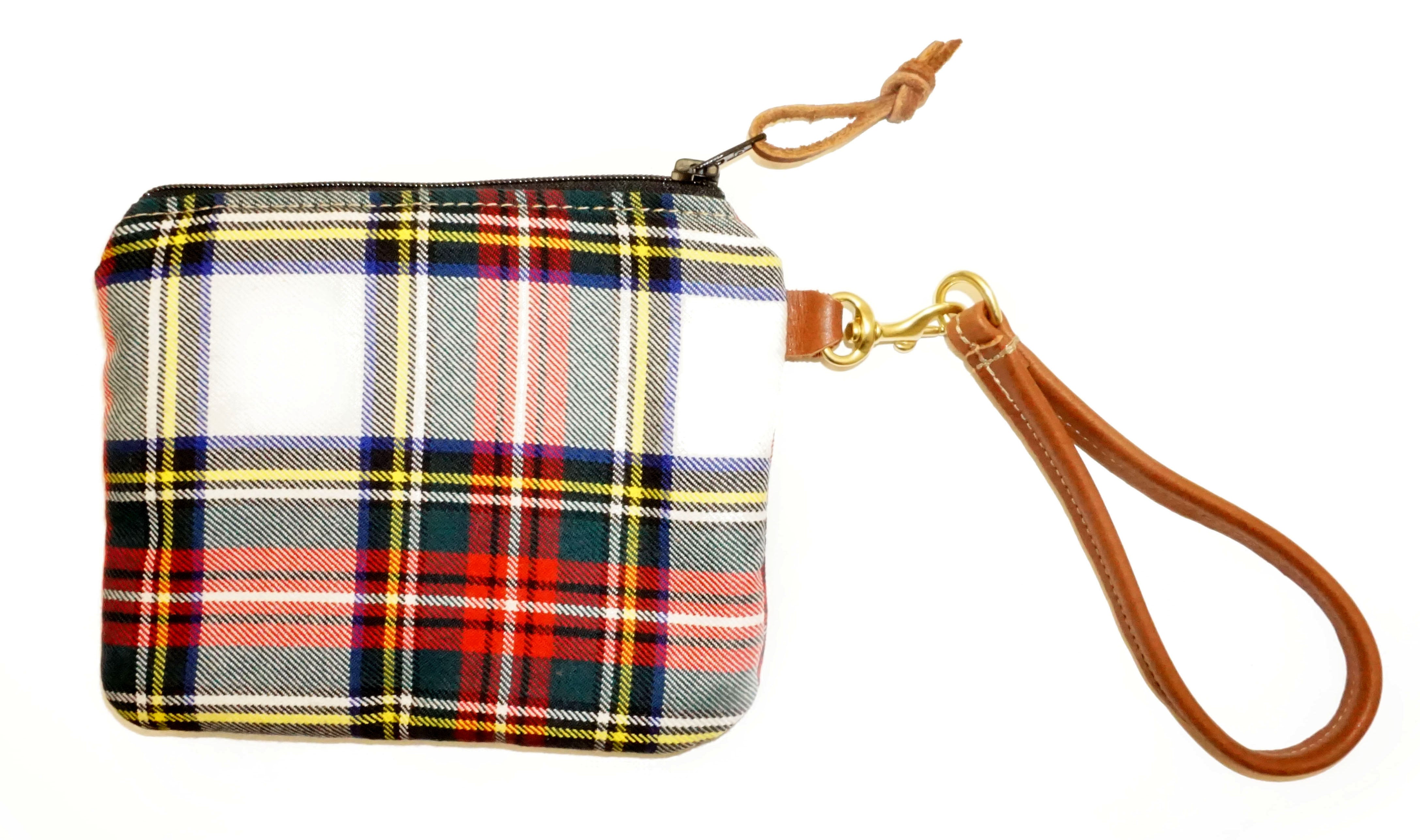Leather and Wool Tartan Wristlet - Steurer & Jacoby