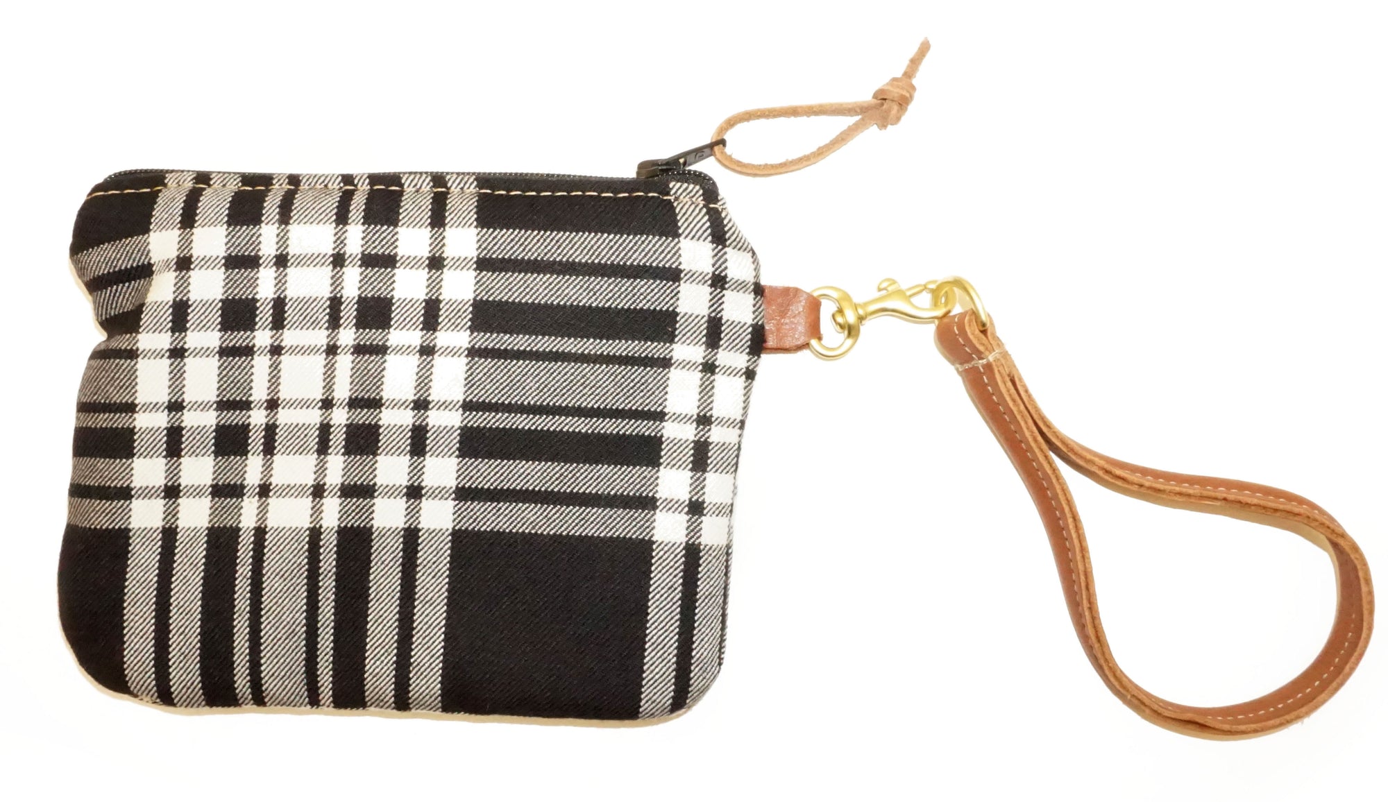 Leather and Wool Tartan Wristlet - Steurer & Jacoby