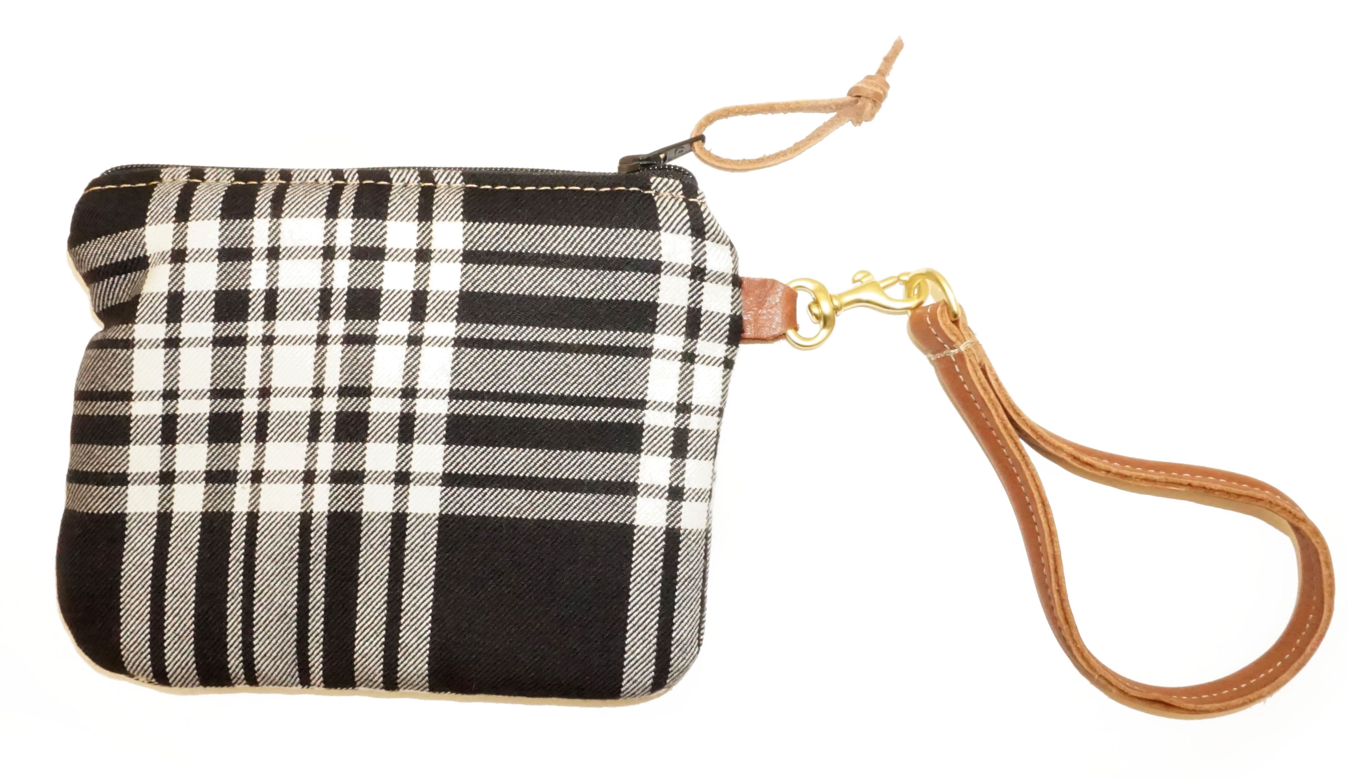 Leather and Wool Tartan Wristlet - Steurer & Jacoby