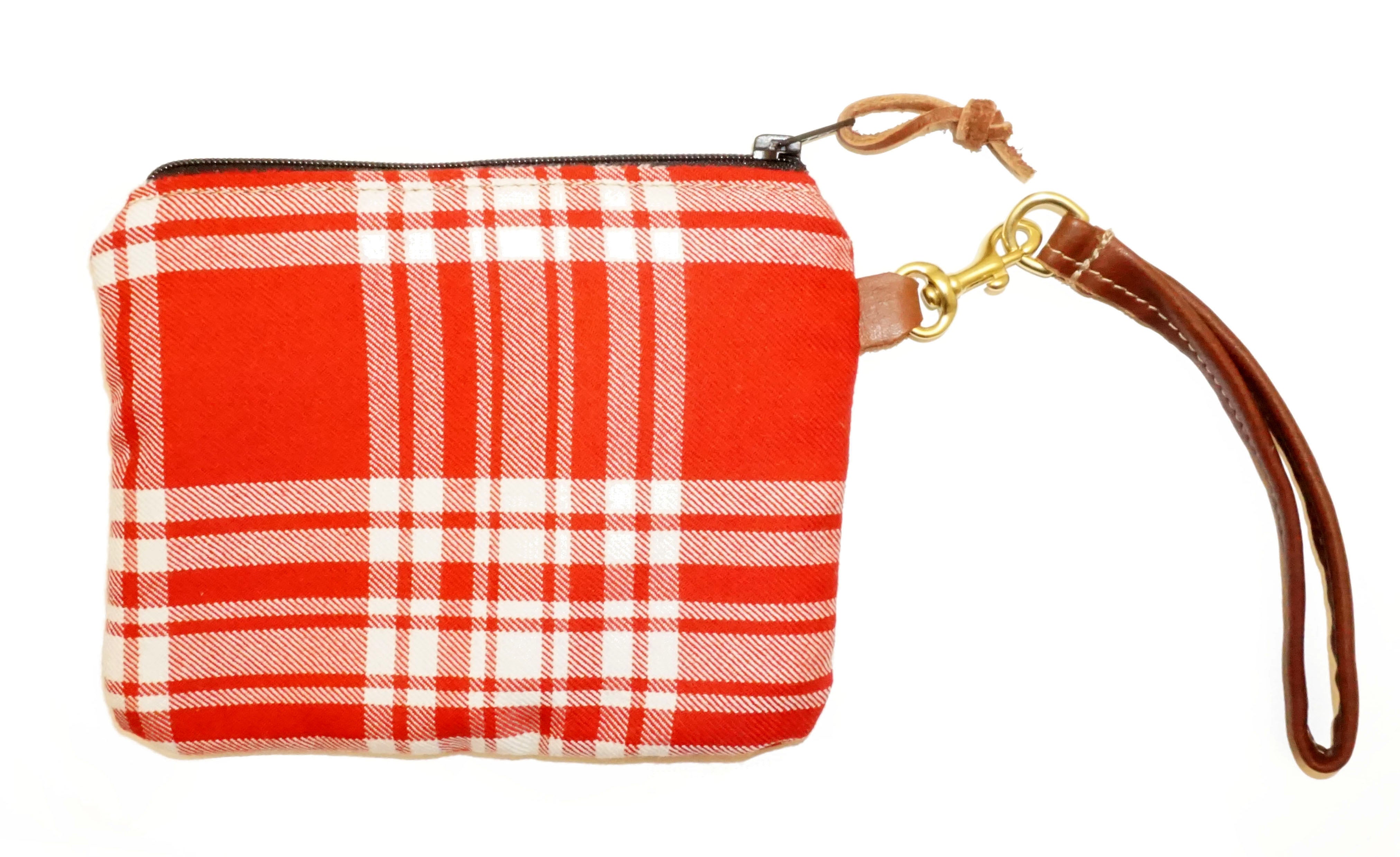 Leather and Wool Tartan Wristlet - Steurer & Jacoby