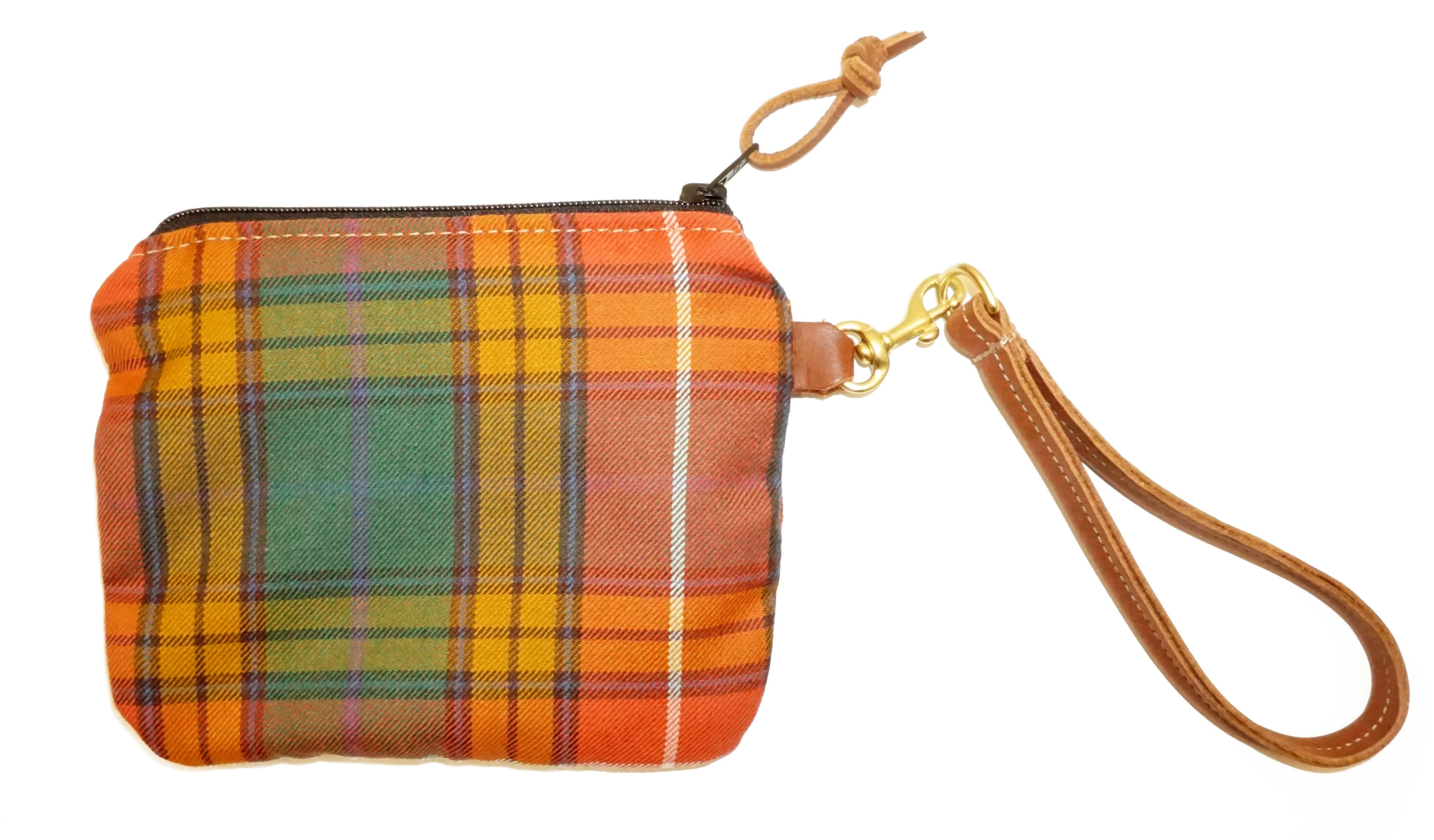 Leather and Wool Tartan Wristlet - Steurer & Jacoby