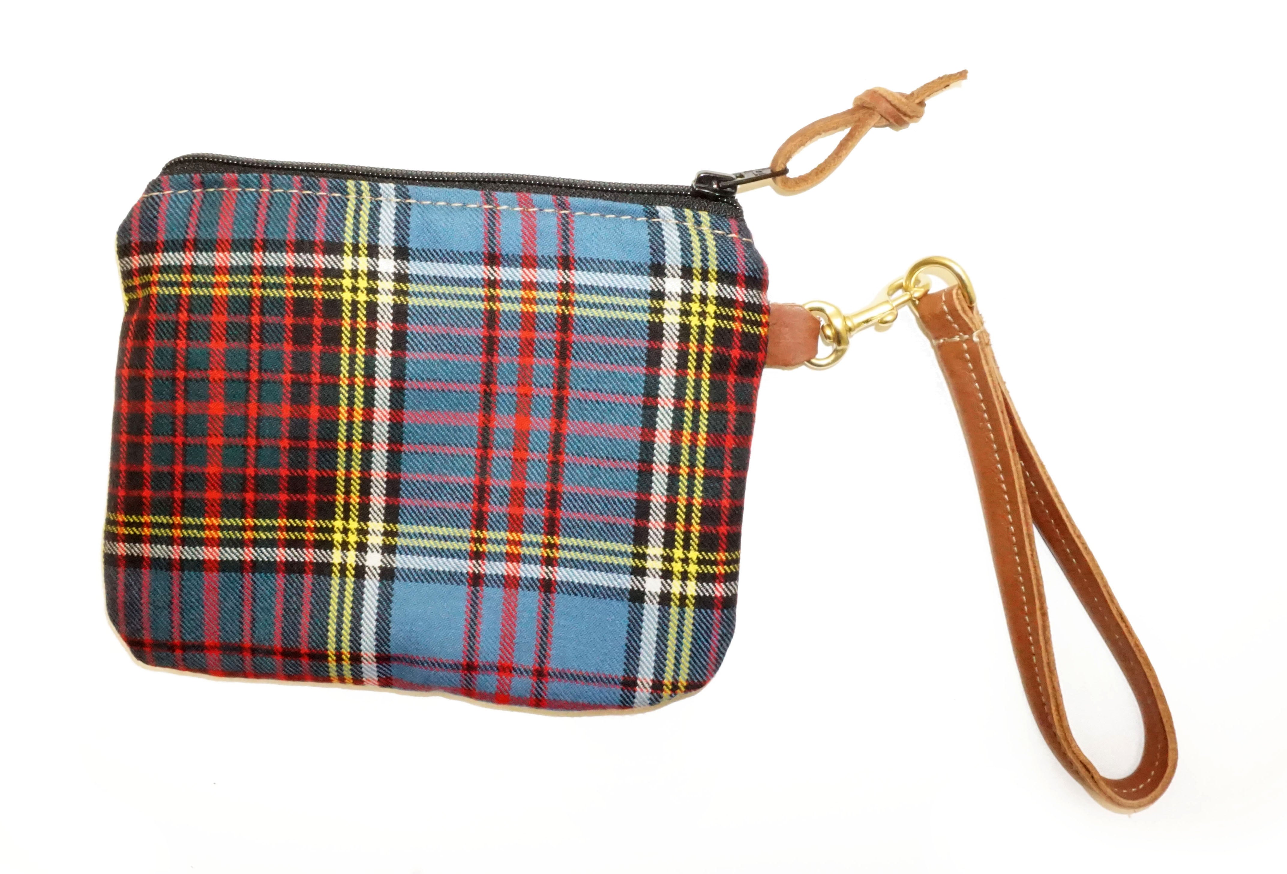 Leather and Wool Tartan Wristlet - Steurer & Jacoby