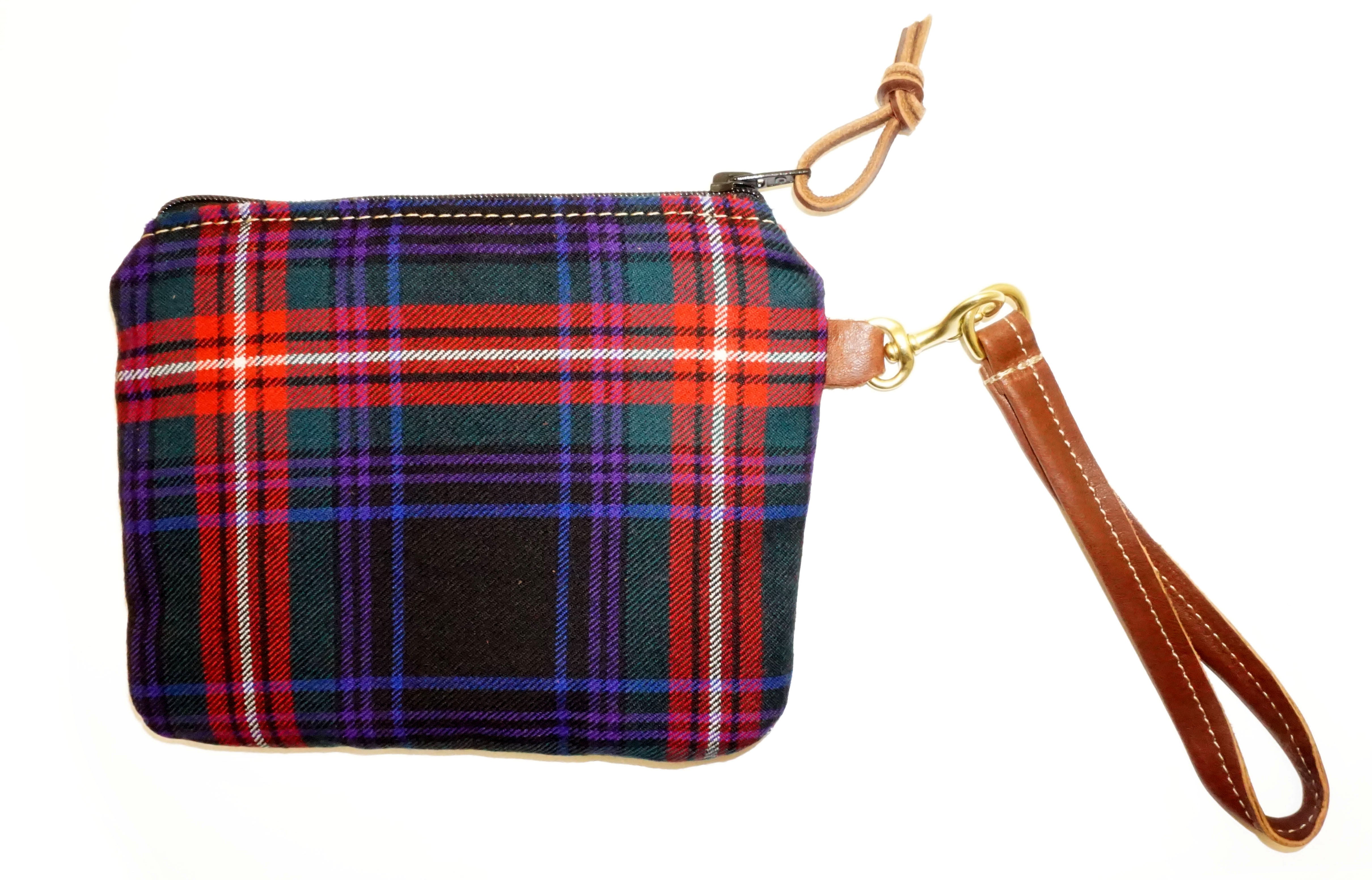 Leather and Wool Tartan Wristlet - Steurer & Jacoby