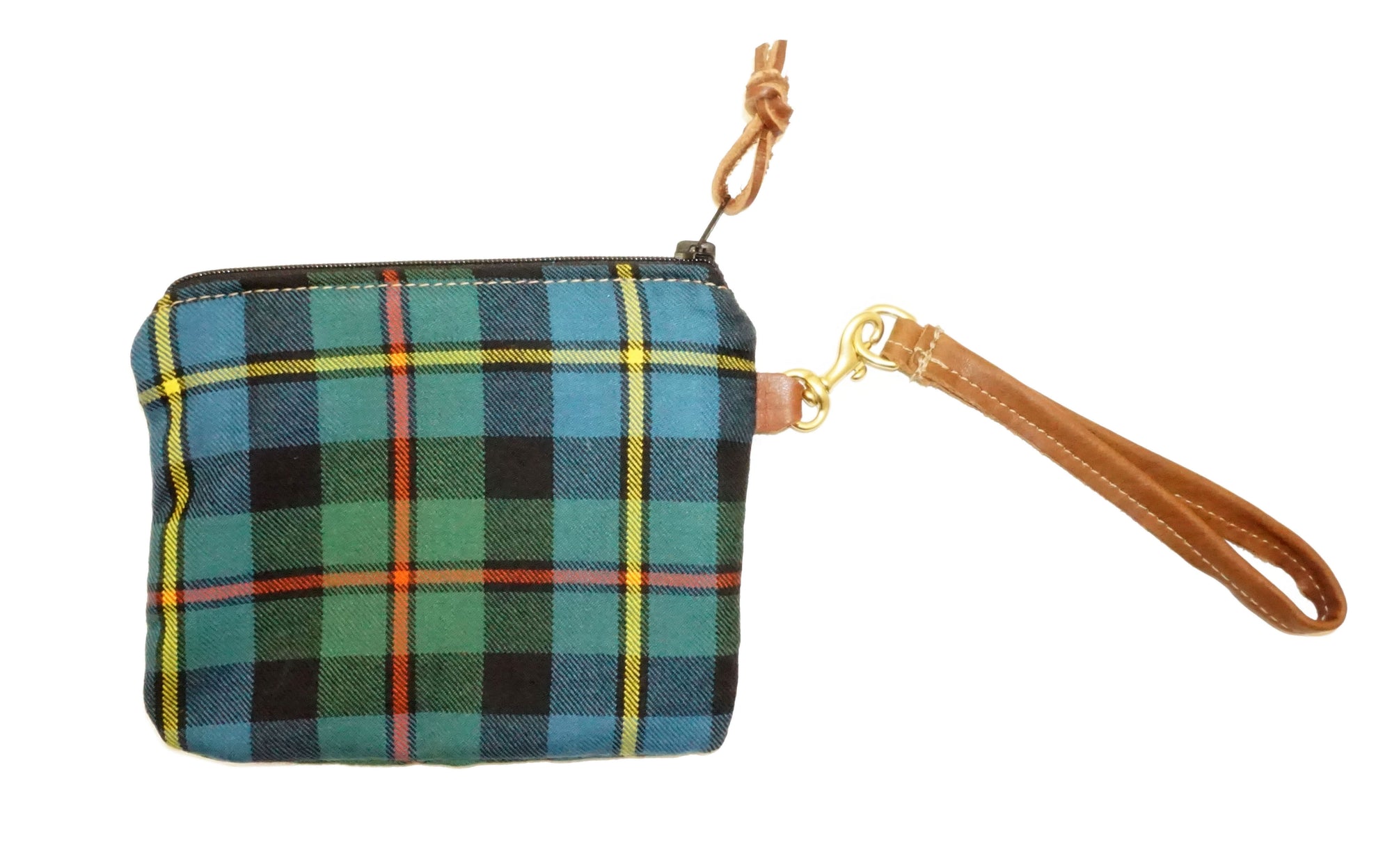 Leather and Wool Tartan Wristlet - Steurer & Jacoby