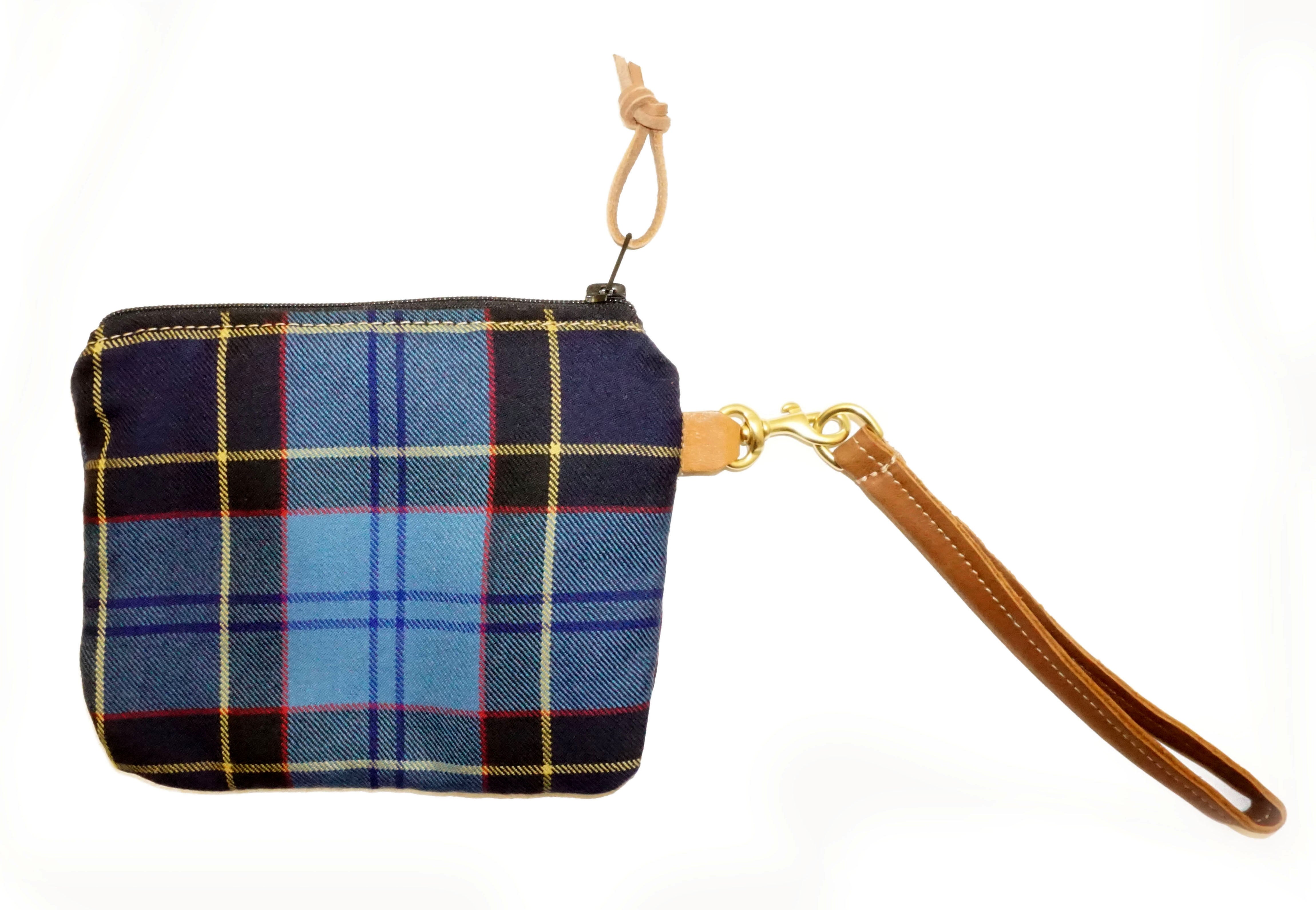 Leather and Wool Tartan Wristlet - Steurer & Jacoby