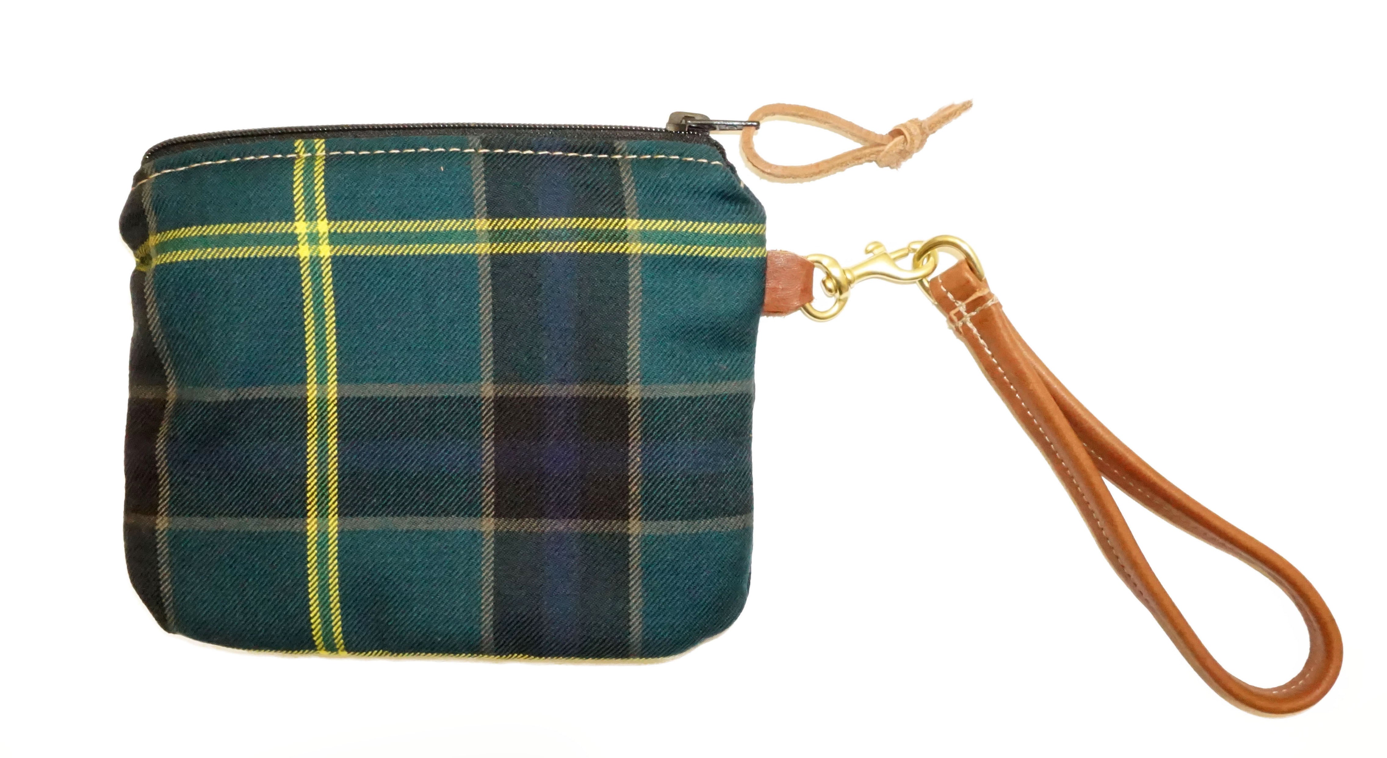 Leather and Wool Tartan Wristlet - Steurer & Jacoby