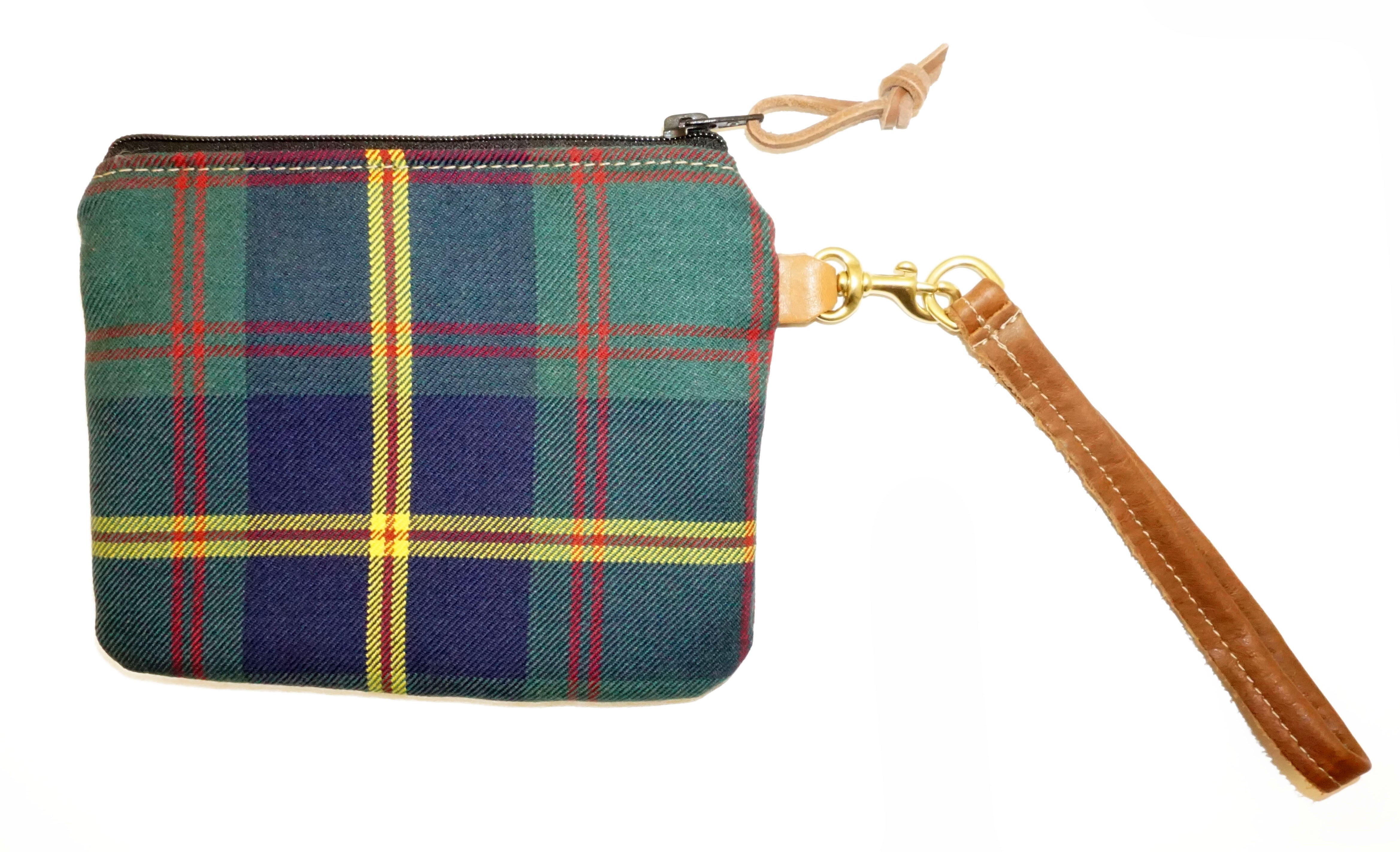 Leather and Wool Tartan Wristlet - Steurer & Jacoby