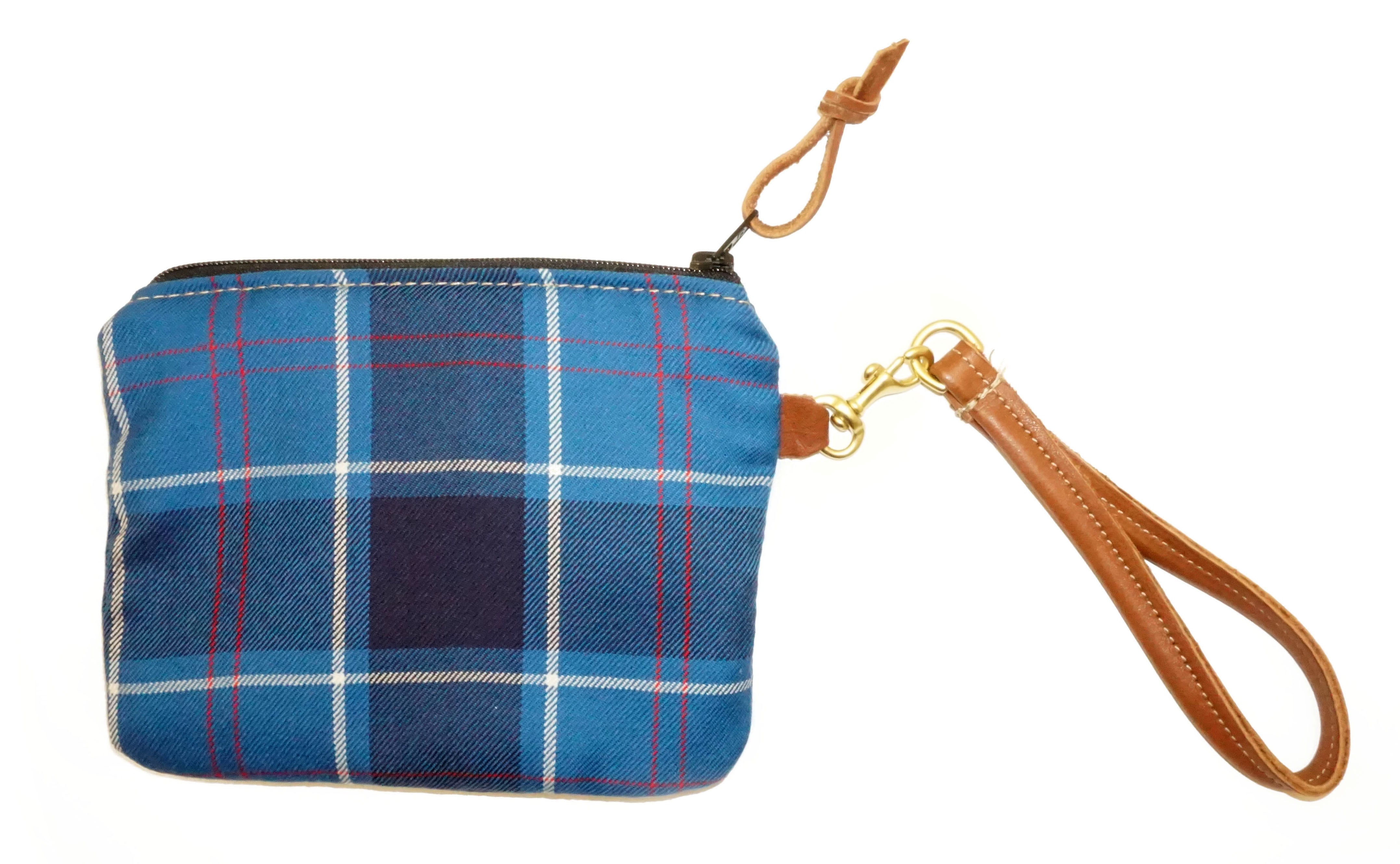 Leather and Wool Tartan Wristlet - Steurer & Jacoby
