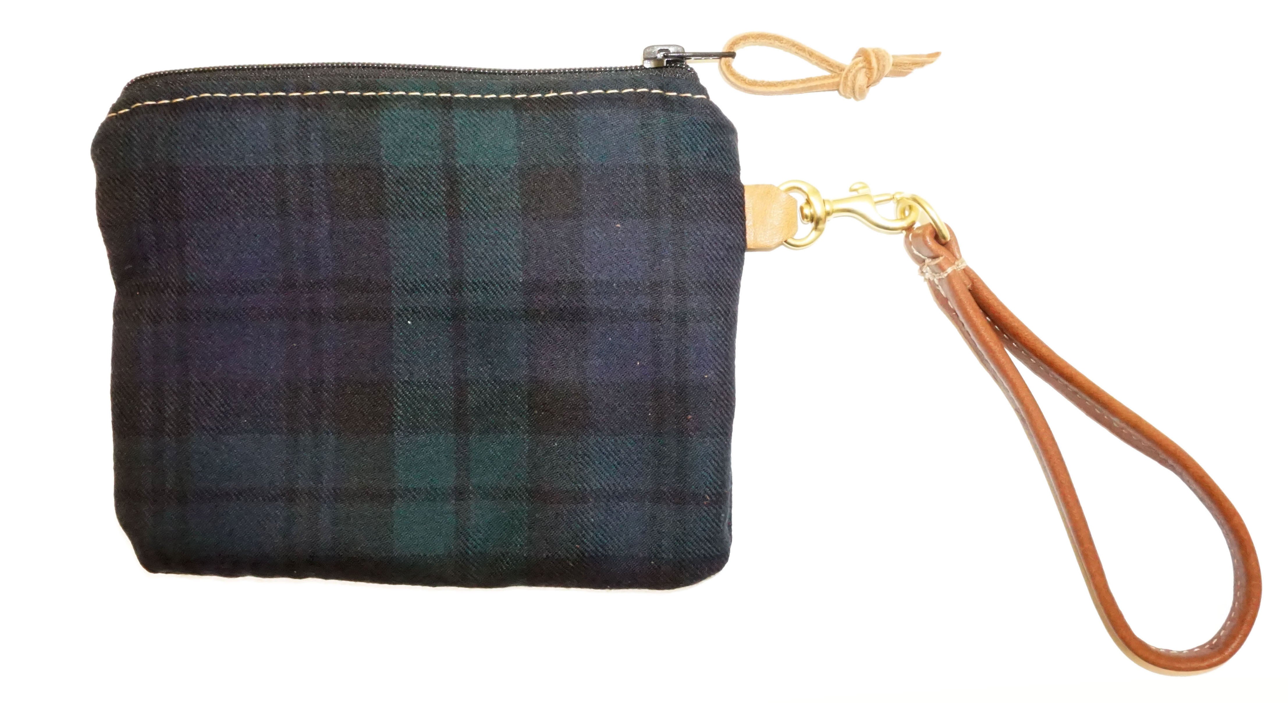 Leather and Wool Tartan Wristlet - Steurer & Jacoby
