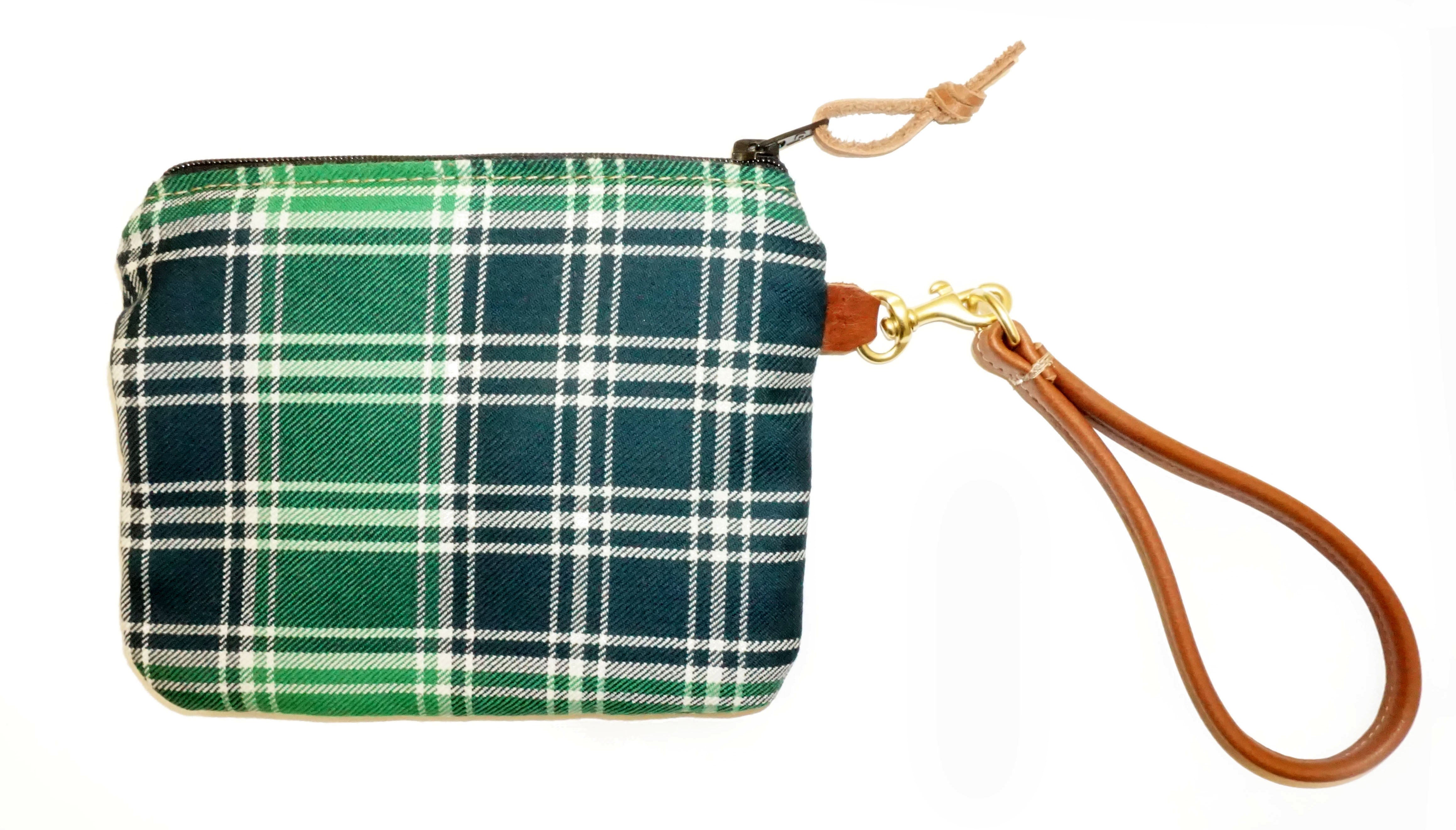 Leather and Wool Tartan Wristlet - Steurer & Jacoby