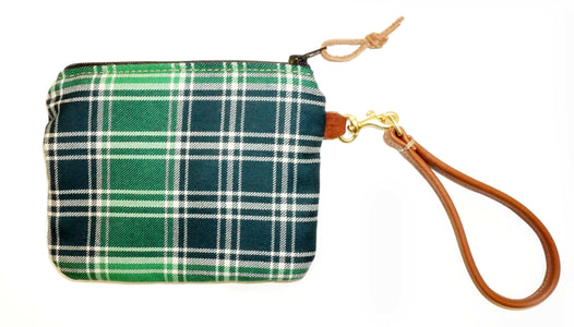 Leather and Wool Tartan Wristlet - Steurer & Jacoby