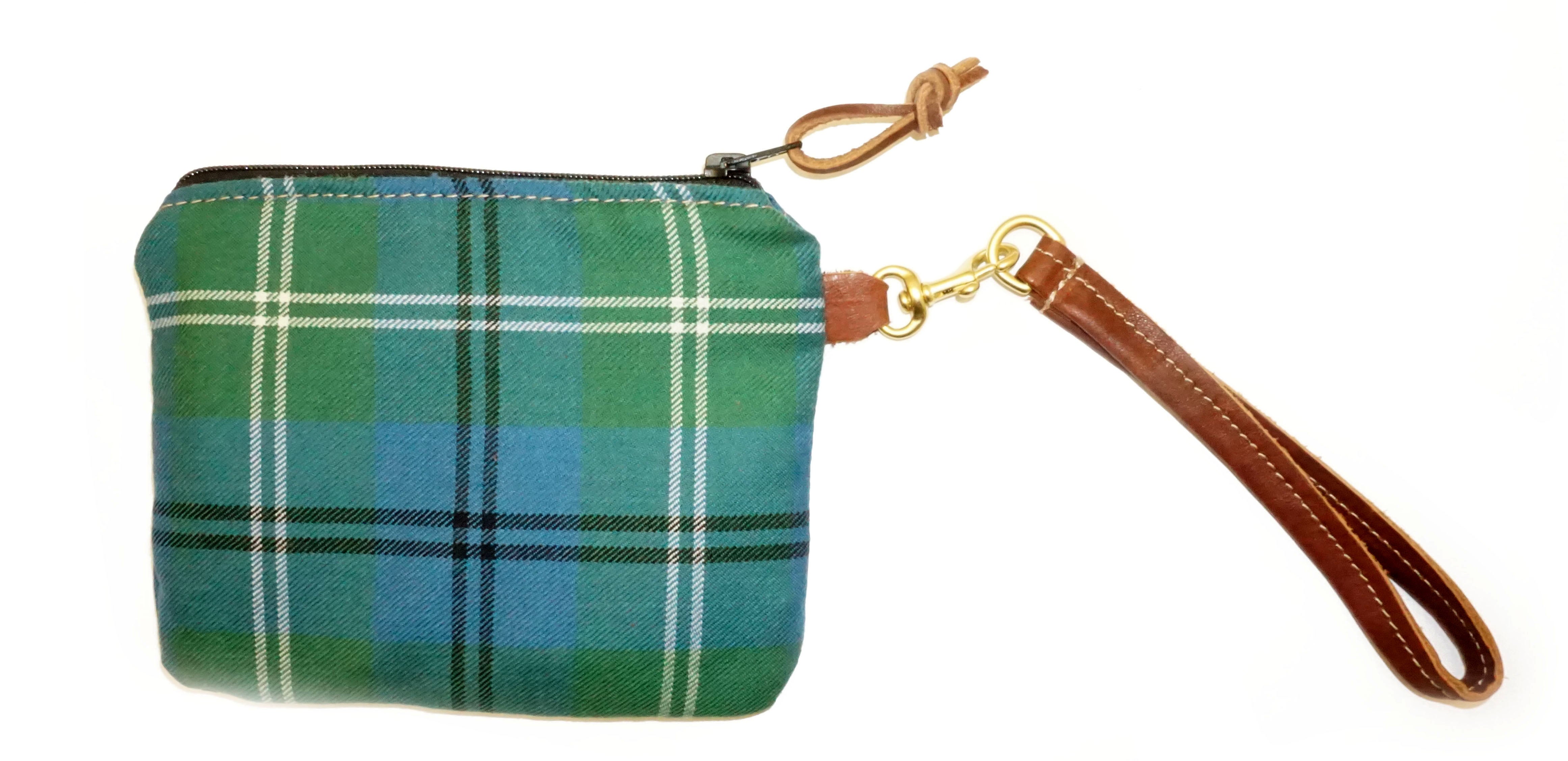 Leather and Wool Tartan Wristlet - Steurer & Jacoby