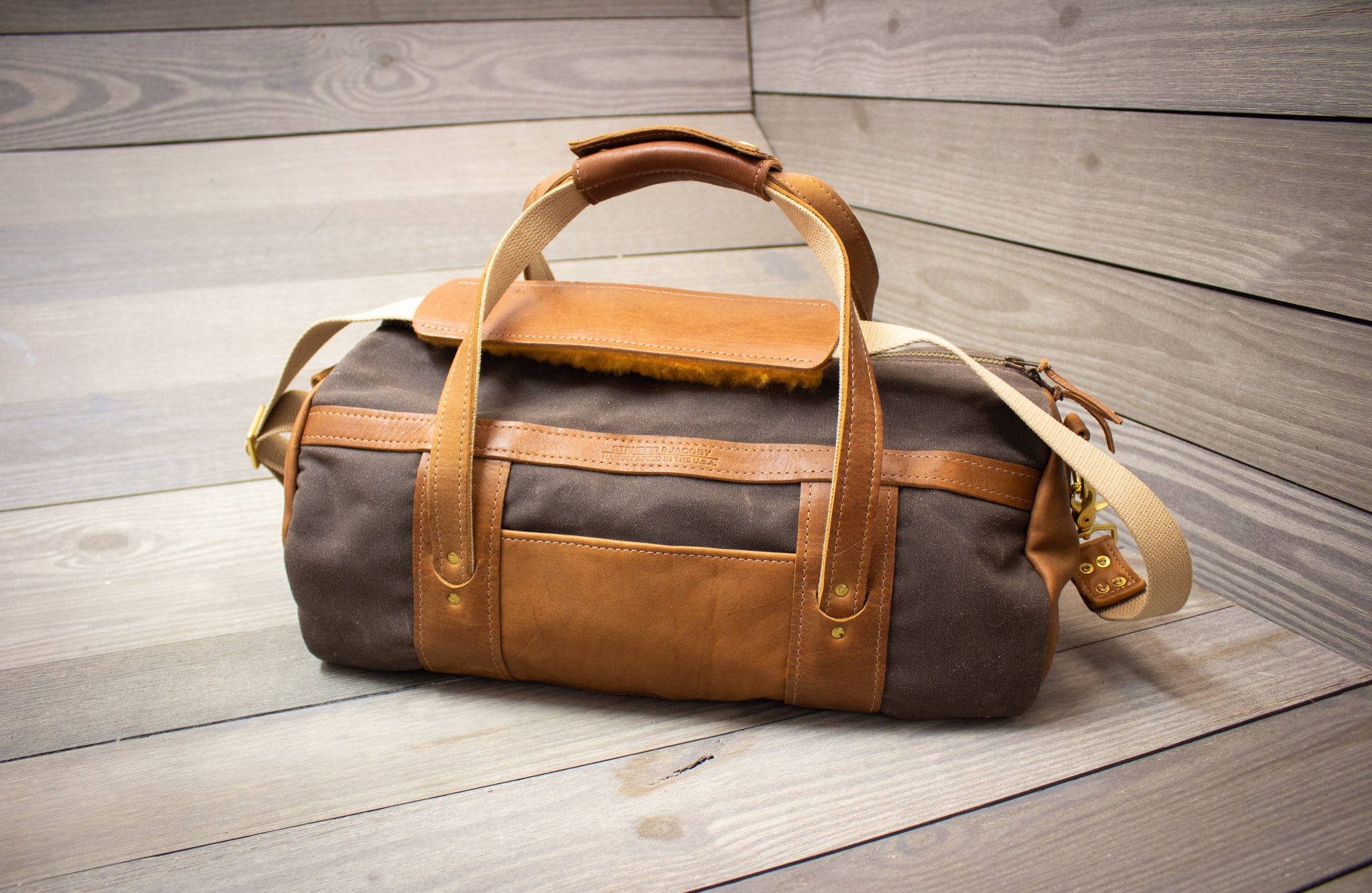 Bourbon Waxed Canvas Club Duffel with Natural Leather- Steurer & Jacoby