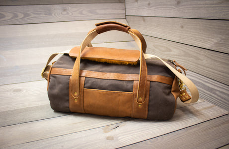 Bourbon Waxed Canvas Club Duffel with Natural Leather- Steurer & Jacoby