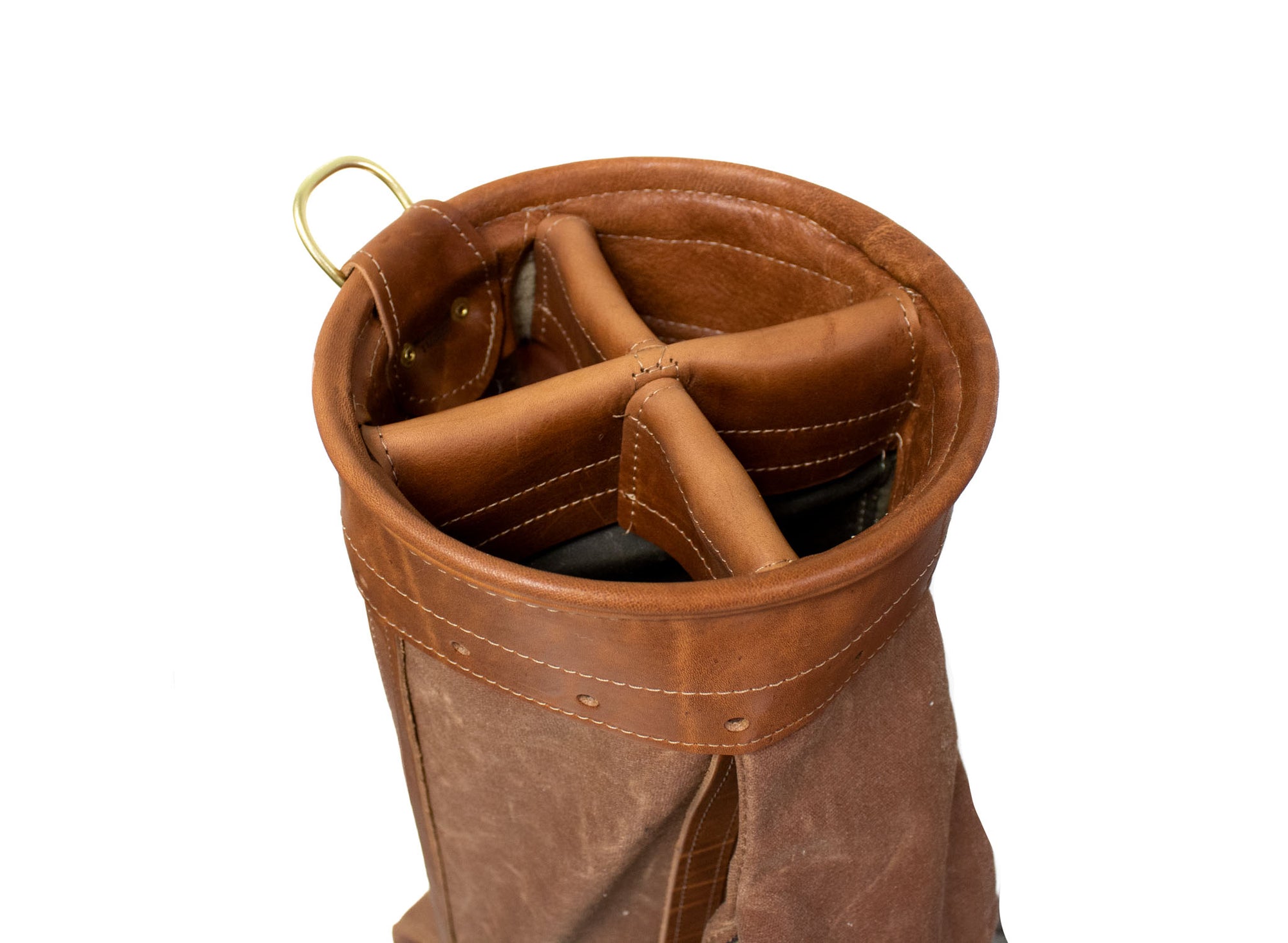 Brush Brown Waxed Canvas with Natural Leather Staff Golf Bag- Steurer & Jacoby