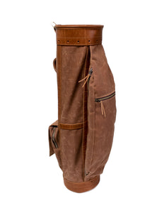 Brush Brown Waxed Canvas with Natural Leather Staff Golf Bag- Steurer & Jacoby