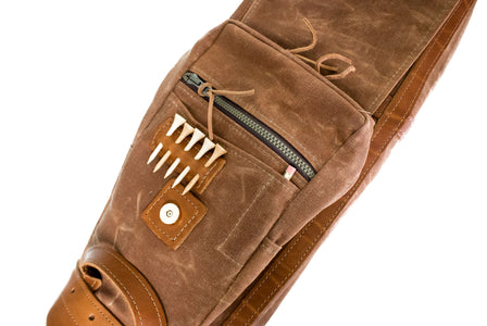 Brush Brown Waxed Canvas with Natural Leather Staff Golf Bag- Steurer & Jacoby