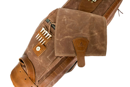 Brush Brown Waxed Canvas with Natural Leather Staff Golf Bag- Steurer & Jacoby