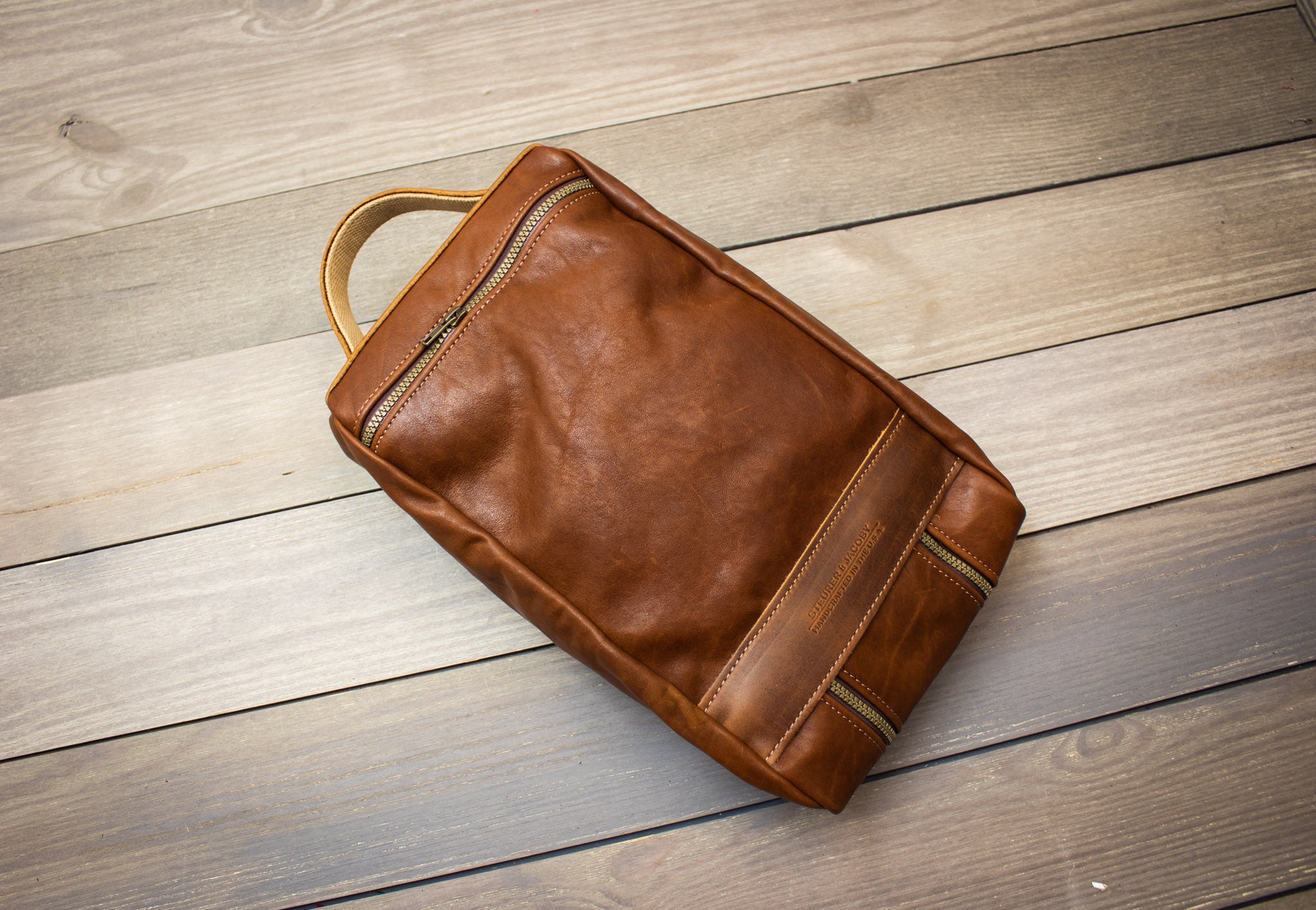 Back of Chestnut Leather Shoe Bag- Steurer & Jacoby
