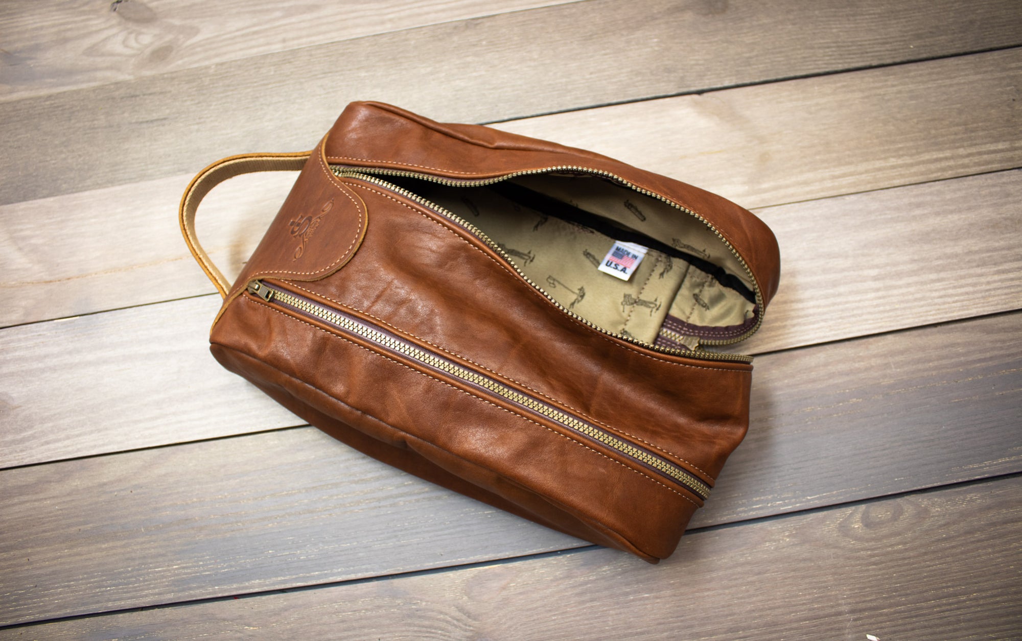 Inside of Leather Golf Shoe Bag- Steurer & Jacoby 