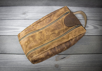Chocolate Bison and Chocolate Cowhide Leather Shoe Bag- Steurer & Jacoby