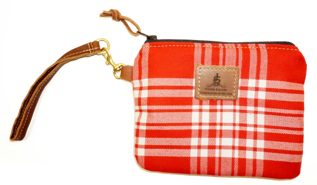 Leather and Wool Tartan Wristlet - Steurer & Jacoby