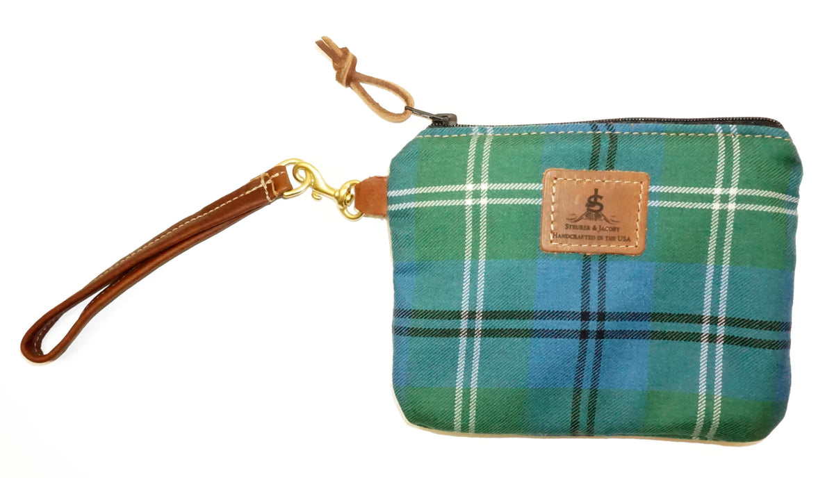 Leather and Wool Tartan Wristlet - Steurer & Jacoby