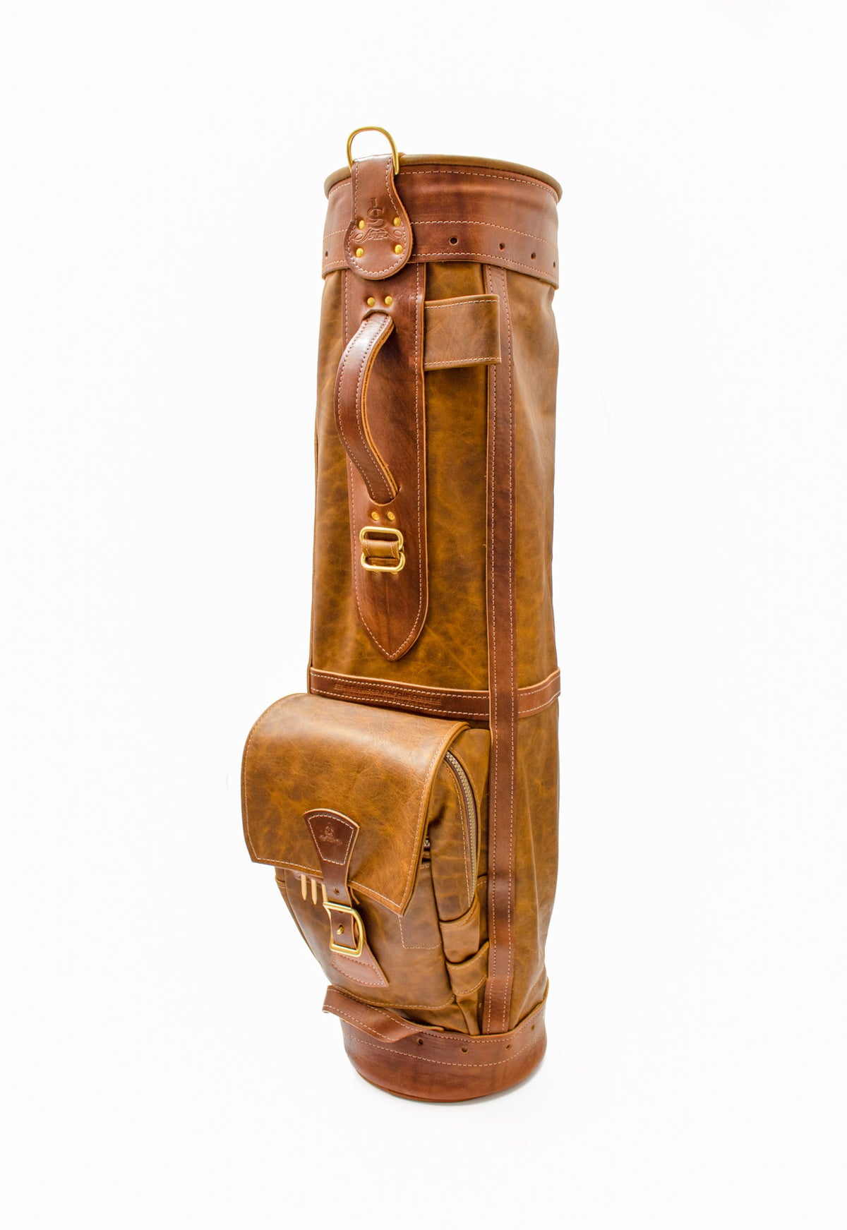 Caramel Bison and Chestnut Leather Sunday Style Golf Bag- Steurer & Jacoby
