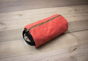 Nantucket Red Canvas & Black Leather Shaving Kit- Steurer & Jacoby 