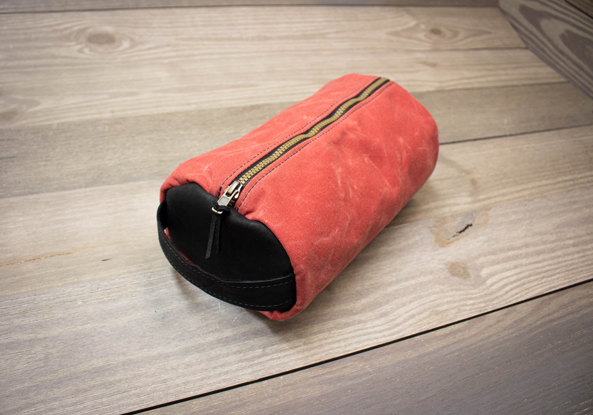 Nantucket Red Canvas & Black Leather Shaving Kit- Steurer & Jacoby 