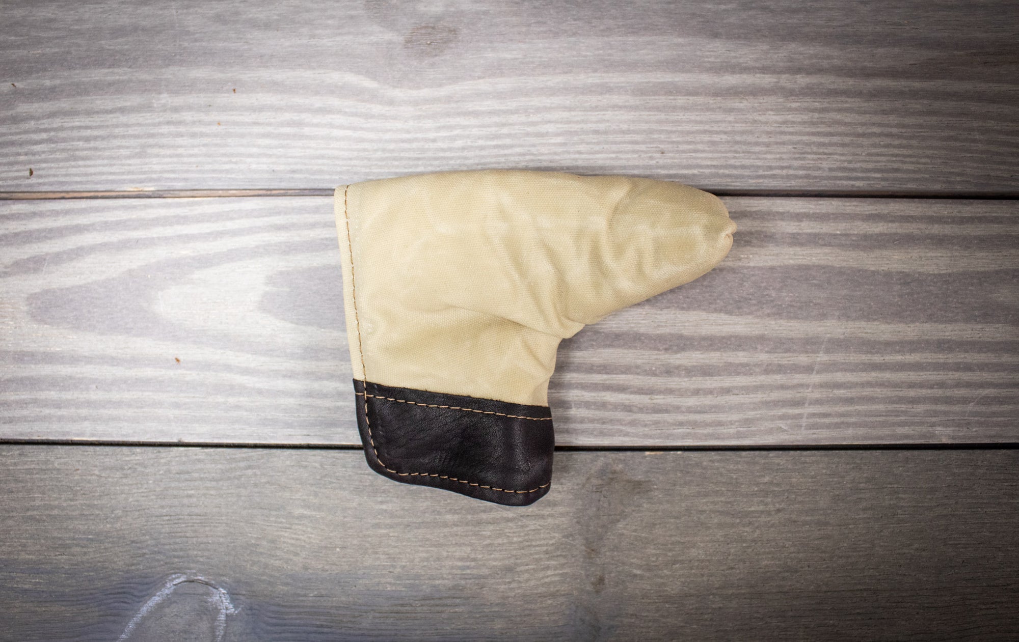 Natural and Black Leather Putter Cover- Steurer & Jacoby