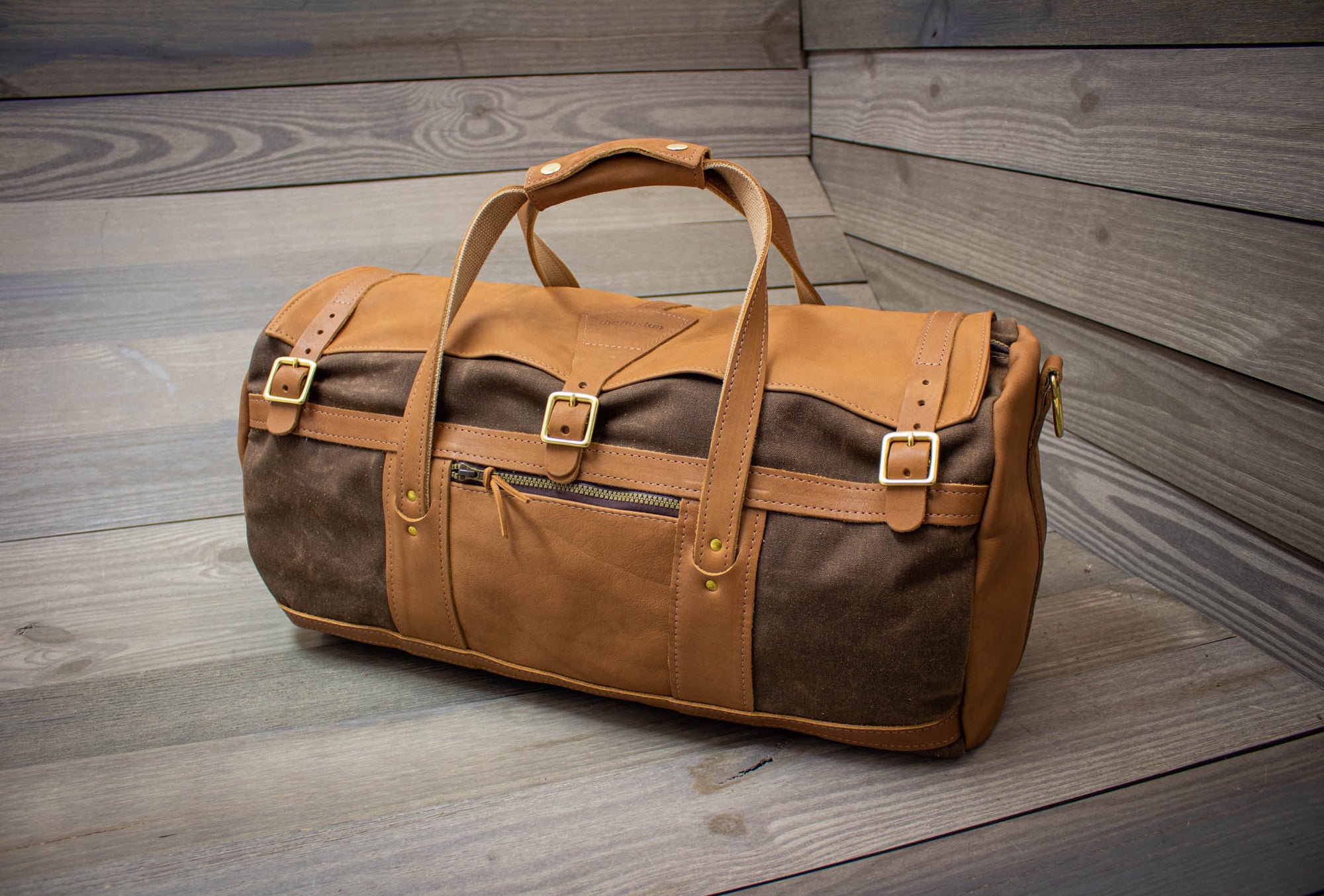 Tour Style Duffel Bag- Bourbon & Natural Leather- Steurer & Jacoby